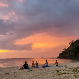 Sunset Yoga on Mook Island with immu happy yogi